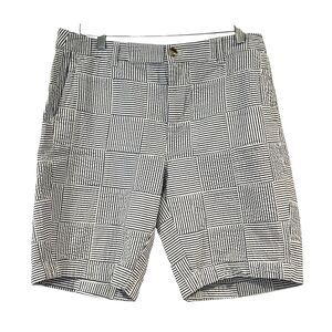 L.L. Bean Blue White Patch Seersucker Shorts Women's 12 Favorite Fit